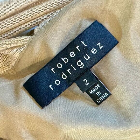 NWT  Robert Rodriguez Mesh Paneled Taffeta Ruffle Tiered Dress Women's 2 - Picture 5 of 11